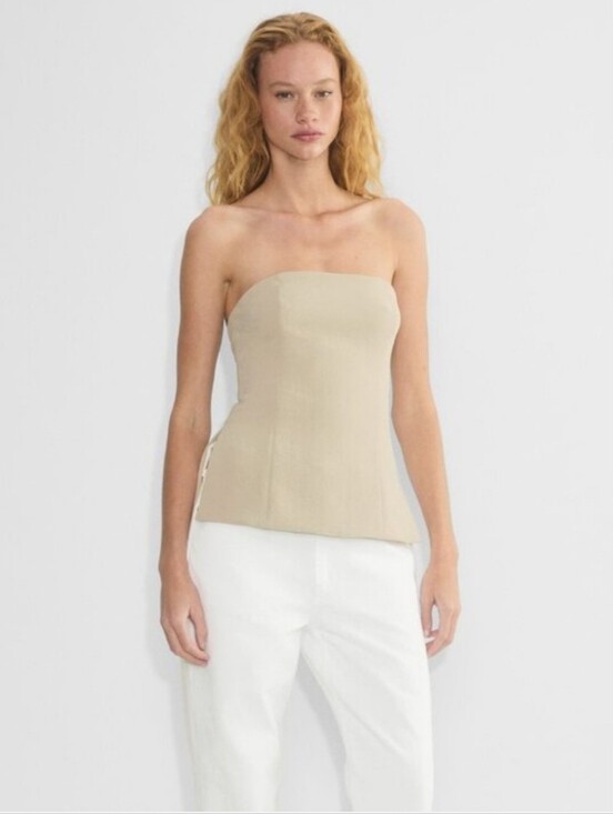 Aritzia Tops - Aritzia Posh Strapless Tube Top - Crepette in Marcona Beige
